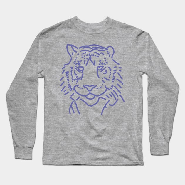 Very Peri Periwinkle Blue Water Tiger Color of the Year 2022 Long Sleeve T-Shirt by ellenhenryart